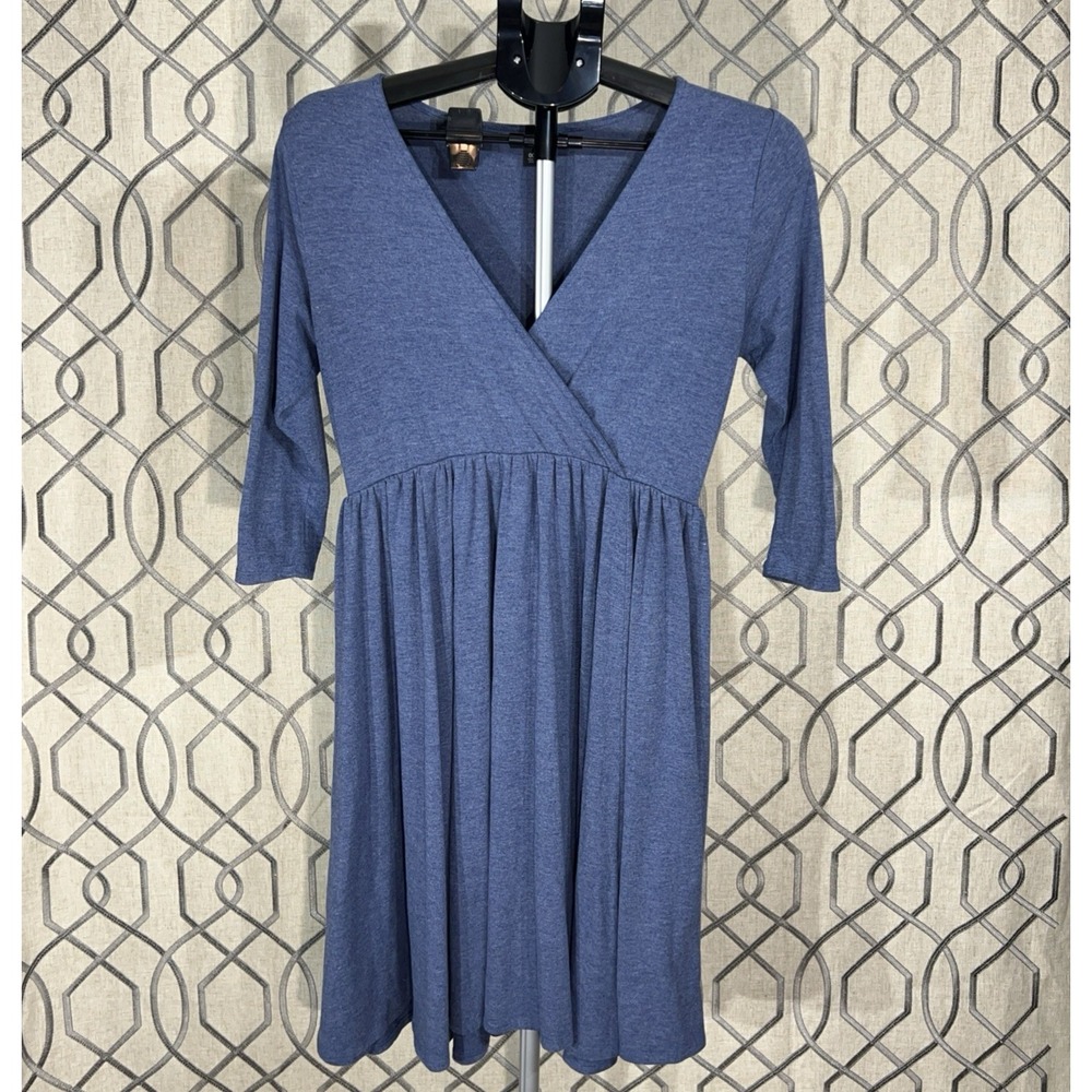 Torrid Blue Heather Long Sleeve Jersey Surplice Womens Size 00 US Size 10